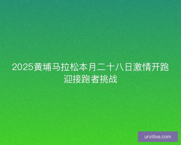 2025黄埔马拉松本月二十八日激情开跑迎接跑者挑战