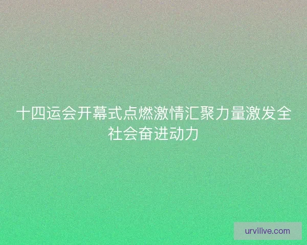 十四运会开幕式点燃激情汇聚力量激发全社会奋进动力